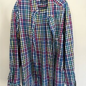 Men’s Chaps 3XLT Vibrant Plaid Men's Button-Down Shirt